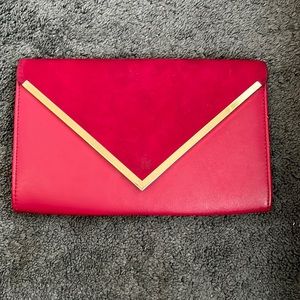 Aldo burgundy clutch with gold accent